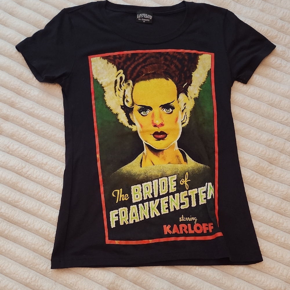 NWOT The Bride of Frankenstein Graphic Tee - Black with Yellow & Green Print